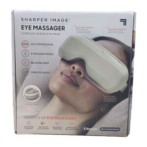 Sharper Image Cordless Heated Eye Massager Air Compression Bluetooth 4 Modes